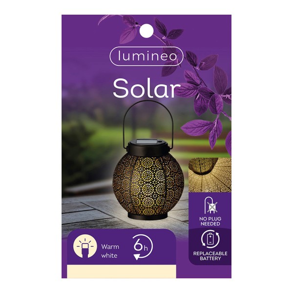 Farol solar de metal 16 cm
