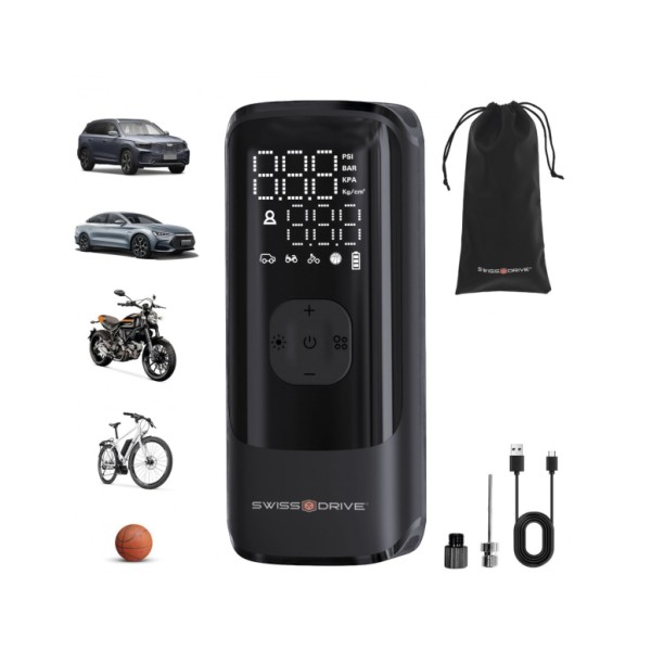 Compresor de Aire Portátil 160 PSI 2X Más Rápido 10,3 BAR 7500mAh Pantalla LCD Digital Linterna Led Batería USB Recargable Compresor de Aire Portátil 160 PSI 2X Más Rápido 10,3 BAR 7500mAh Pantalla LCD Digital Linterna Led Batería USB Recargable